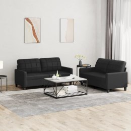 2-osobowa sofa z poduszkami, czarna, sztuczna skóra Lumarko!