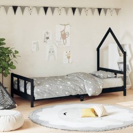Rama łóżka dziecięcego, czarna, 90x190 cm, drewno sosnowe  Lumarko!