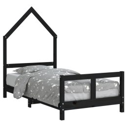 Rama łóżka dziecięcego, czarna, 80x160 cm, drewno sosnowe  Lumarko!