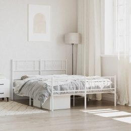 Metalowa rama łóżka z wezgłowiem i zanóżkiem, biała, 135x190 cm  Lumarko!