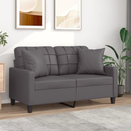 2-osobowa sofa z poduszkami, szara, 120 cm, sztuczna skóra Lumarko!