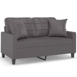 2-osobowa sofa z poduszkami, szara, 120 cm, sztuczna skóra Lumarko!