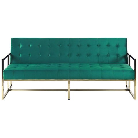 Sofa rozkładana welurowa zielona MARSTAL Lumarko!