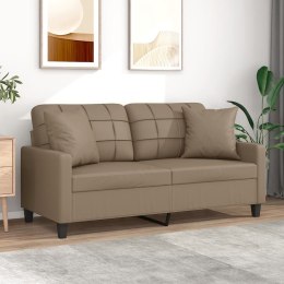 2-osobowa sofa z poduszkami, cappuccino, 140 cm, sztuczna skóra Lumarko!