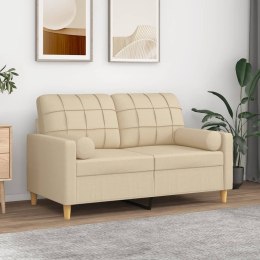 2-osobowa sofa z poduszkami, kremowa, 120 cm, tkanina Lumarko!