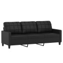 3-osobowa sofa z poduszkami, czarna, 180 cm, sztuczna skóra Lumarko!