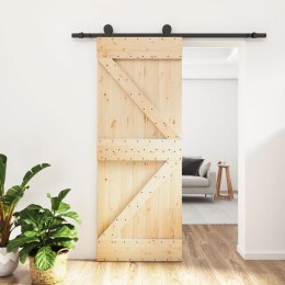 Drzwi przesuwne z osprzętem, 70x210 cm, lite drewno sosnowe Lumarko!