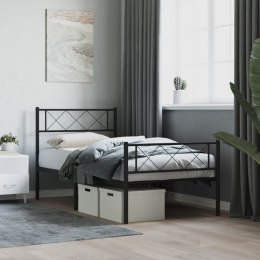 Metalowa rama łóżka z wezgłowiem i zanóżkiem, czarna, 90x190 cm Lumarko!