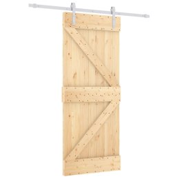 Drzwi przesuwne z osprzętem, 85x210 cm, lite drewno sosnowe  Lumarko!