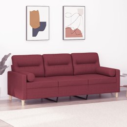 3-osobowa sofa z poduszkami, winna czerwień, 180 cm, tkanina Lumarko!