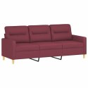 3-osobowa sofa z poduszkami, winna czerwień, 180 cm, tkanina Lumarko!