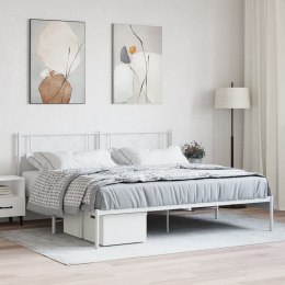 Metalowa rama łóżka z wezgłowiem, biała, 183x213 cm  Lumarko!