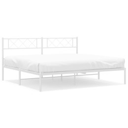 Metalowa rama łóżka z wezgłowiem, biała, 200x200 cm  Lumarko!