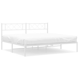 Metalowa rama łóżka z wezgłowiem, biała, 193x203 cm  Lumarko!