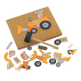 Drewniana Przybijanka Pojazdy budowlane 45 elementów Viga Toys Montessori Lumarko!