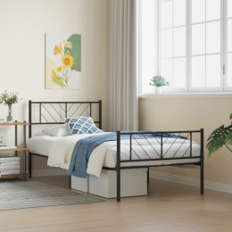 Metalowa rama łóżka z wezgłowiem i zanóżkiem, czarna, 90x190 cm  Lumarko!