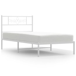 Metalowa rama łóżka z wezgłowiem, biała, 100x200 cm  Lumarko!