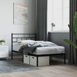 Metalowa rama łóżka z wezgłowiem, czarna, 75x190 cm  Lumarko!