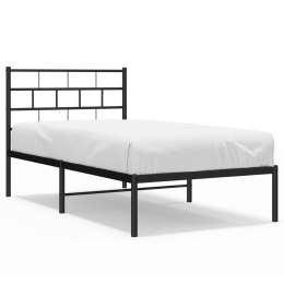 Metalowa rama łóżka z wezgłowiem, czarna, 80x200 cm  Lumarko!