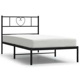 Metalowa rama łóżka z wezgłowiem, czarna, 90x190 cm  Lumarko!