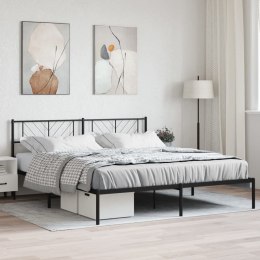 Metalowa rama łóżka z wezgłowiem, czarna, 200x200 cm  Lumarko!