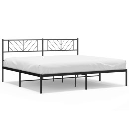 Metalowa rama łóżka z wezgłowiem, czarna, 200x200 cm  Lumarko!