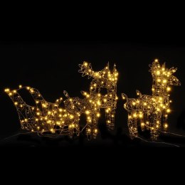 Świąteczne renifery z saniami, 320 ciepłych białych LED, rattan  Lumarko!