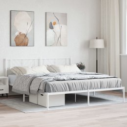 Metalowa rama łóżka z wezgłowiem, biała, 193x203 cm  Lumarko!