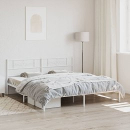 Metalowa rama łóżka z wezgłowiem, biała, 200x200 cm  Lumarko!