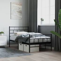 Metalowa rama łóżka z wezgłowiem i zanóżkiem, czarna, 90x200 cm  Lumarko!