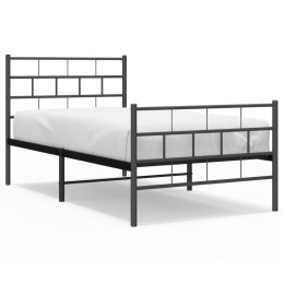 Metalowa rama łóżka z wezgłowiem i zanóżkiem, czarna, 90x200 cm  Lumarko!