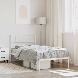 Metalowa rama łóżka z wezgłowiem, biała, 100x190 cm  Lumarko!