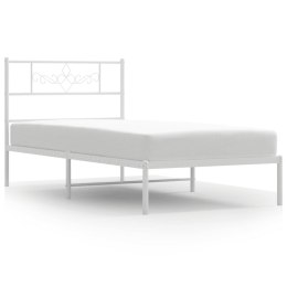 Metalowa rama łóżka z wezgłowiem, biała, 75x190 cm  Lumarko!