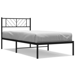Metalowa rama łóżka z wezgłowiem, czarna, 75x190 cm  Lumarko!