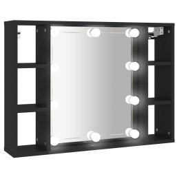 Szafka z lustrem i oświetleniem LED, czarna, 76x15x55 cm Lumarko!