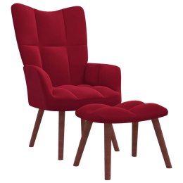 Fotel z podnóżkiem, winna czerwień, obity aksamitem Lumarko!