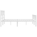 Metalowa rama łóżka z wezgłowiem i zanóżkiem, biała, 135x190 cm Lumarko!
