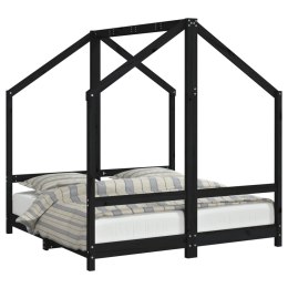 Rama łóżka dziecięcego, czarna, 2x(70x140) cm, drewno sosnowe Lumarko!