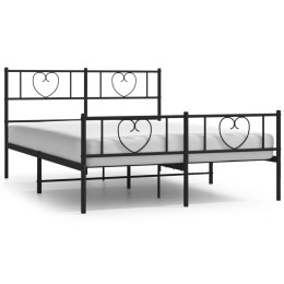 Metalowa rama łóżka z wezgłowiem i zanóżkiem, czarna, 120x190cm Lumarko!