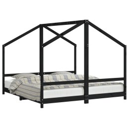 Rama łóżka dziecięcego, czarna, 2x(90x190) cm, drewno sosnowe Lumarko!