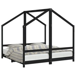 Rama łóżka dziecięcego, czarna, 2x(80x160) cm, drewno sosnowe Lumarko!