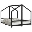 Rama łóżka dziecięcego, czarna, 2x(80x200) cm, drewno sosnowe Lumarko!