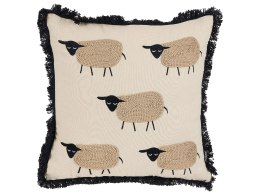2 poduszki dekoracyjne w owce z frędzlami 45 x 45 cm beżowa BANNU Lumarko!