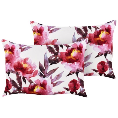 2 poduszki ogrodowe w kwiaty 40 x 60 cm biało-różowe LANROSSO Lumarko!