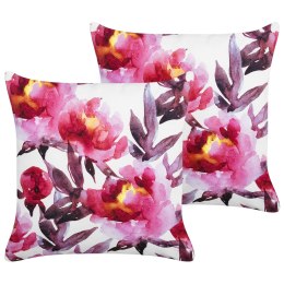 2 poduszki ogrodowe w kwiaty 45 x 45 cm biało-różowe LANROSSO Lumarko!