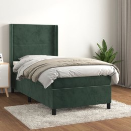 Łóżko kontynentalne z materacem, zielone, aksamit, 90x200 cm Lumarko!