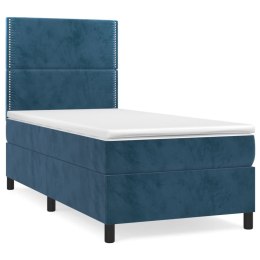 Łóżko kontynentalne z materacem, niebieskie, aksamit, 90x190 cm Lumarko!