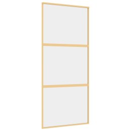 Drzwi przesuwne, złote, 90x205 cm, przezroczyste szkło ESG Lumarko!