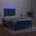 Łóżko kontynentalne, materac i LED, niebieski aksamit 120x200cm Lumarko!