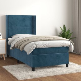 Łóżko kontynentalne z materacem, niebieskie, aksamit, 90x190 cm Lumarko!